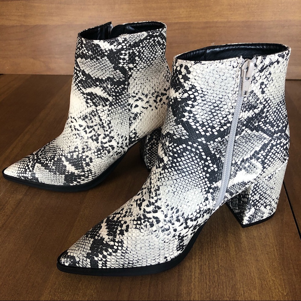 Snakeskin booties